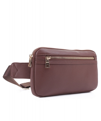 Slim Vegan Leather Fanny Pack FC19515 COFFEE